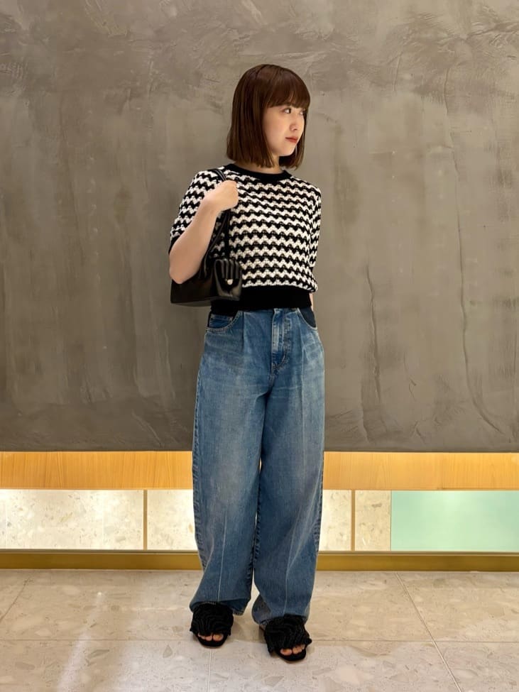 ＜AEWEN MATOPH＞シェプロンストライプショートスリーブニット AEWEN MATOPH＞シェプロンストライプショートスリーブニット