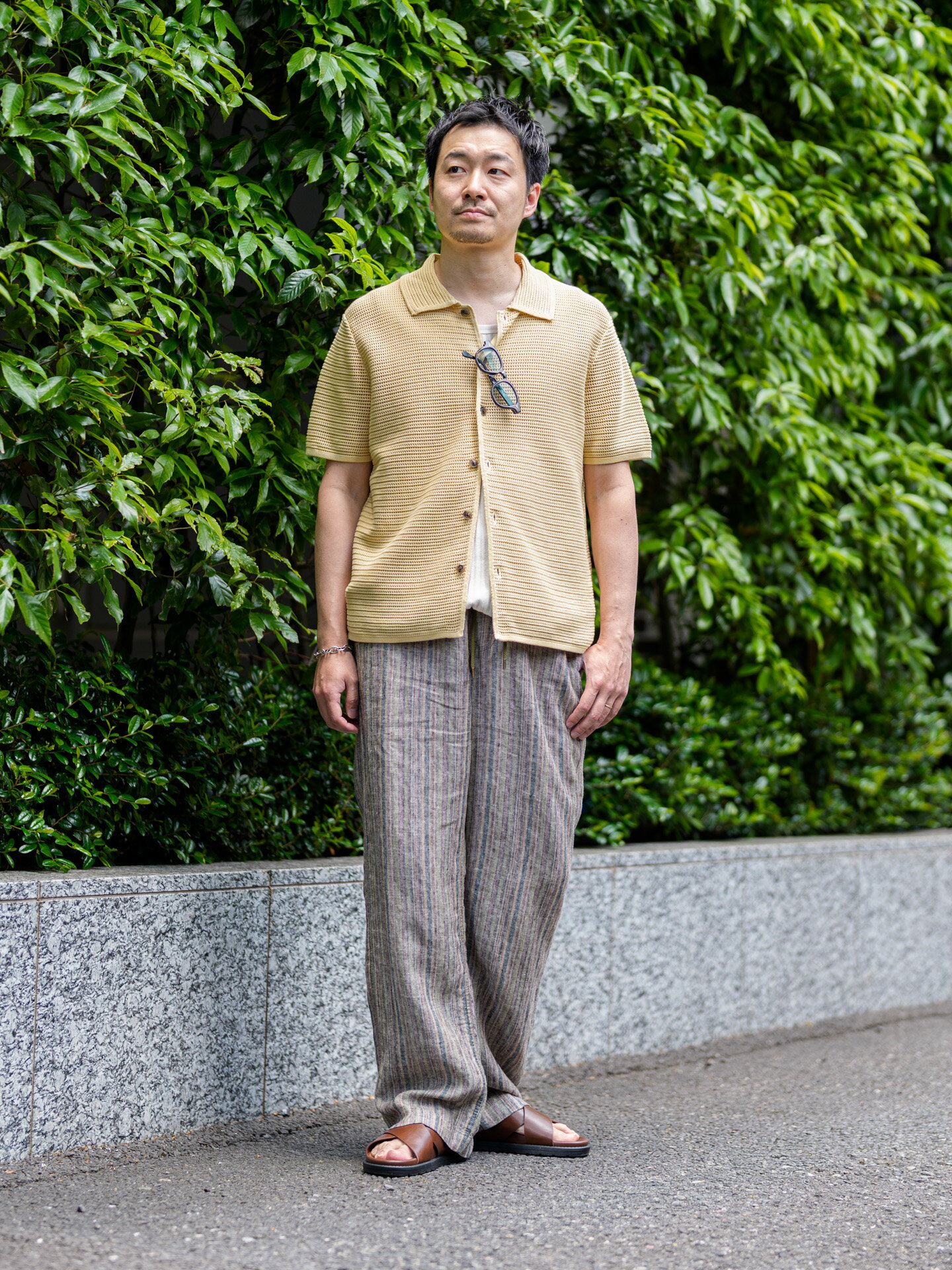 BANANA REPUBLIC | (M)リラックス ストライプ リネン ビーチパンツ