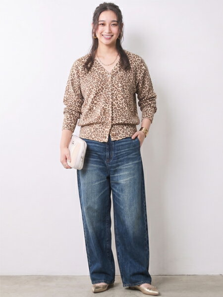CHIC STYLEのレオパードプリントVネックニットカーディガン<大きいサイズ有>シックスタイルを使ったコーディネートを紹介します。｜Rakuten Fashion(楽天ファッション／旧楽天ブランドアベニュー)7192132