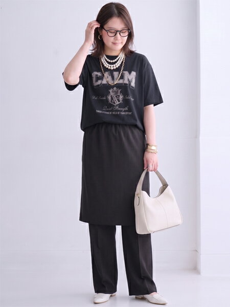 CHIC STYLEの綿100%ピグメント染ロゴプリントTシャツ<大きいサイズ有>シックスタイルを使ったコーディネートを紹介します。｜Rakuten Fashion(楽天ファッション／旧楽天ブランドアベニュー)7192488