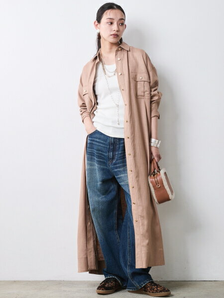 CHIC STYLEのレーヨン麻シャツマキシワンピース<大きいサイズ有>シックスタイルを使ったコーディネートを紹介します。｜Rakuten Fashion(楽天ファッション／旧楽天ブランドアベニュー)7192556