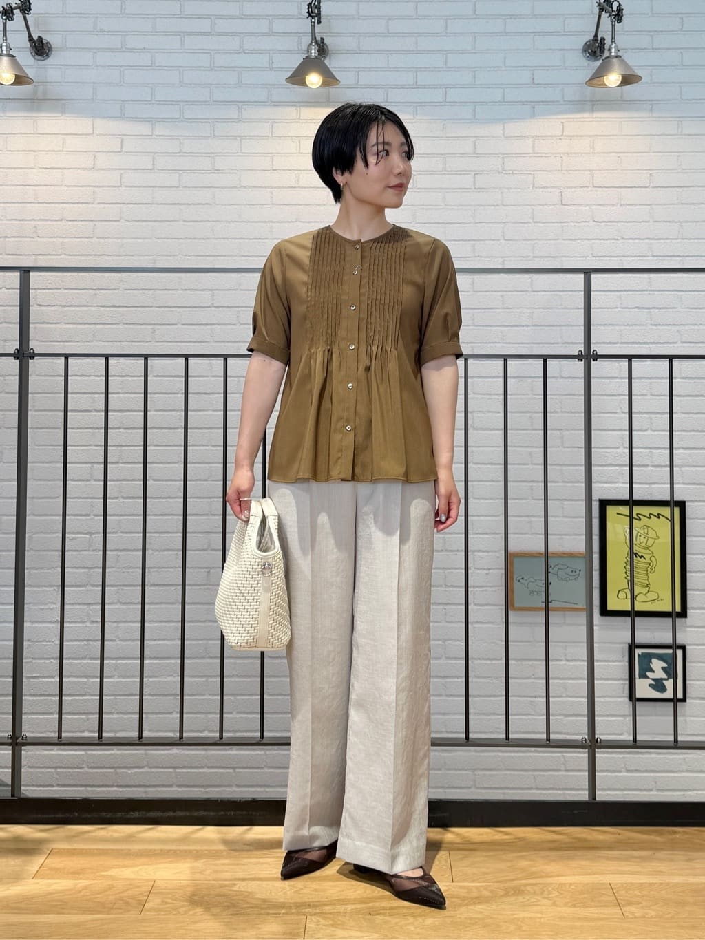 UNITED ARROWS green label relaxing | ピンタック 5分袖 ブラウス
