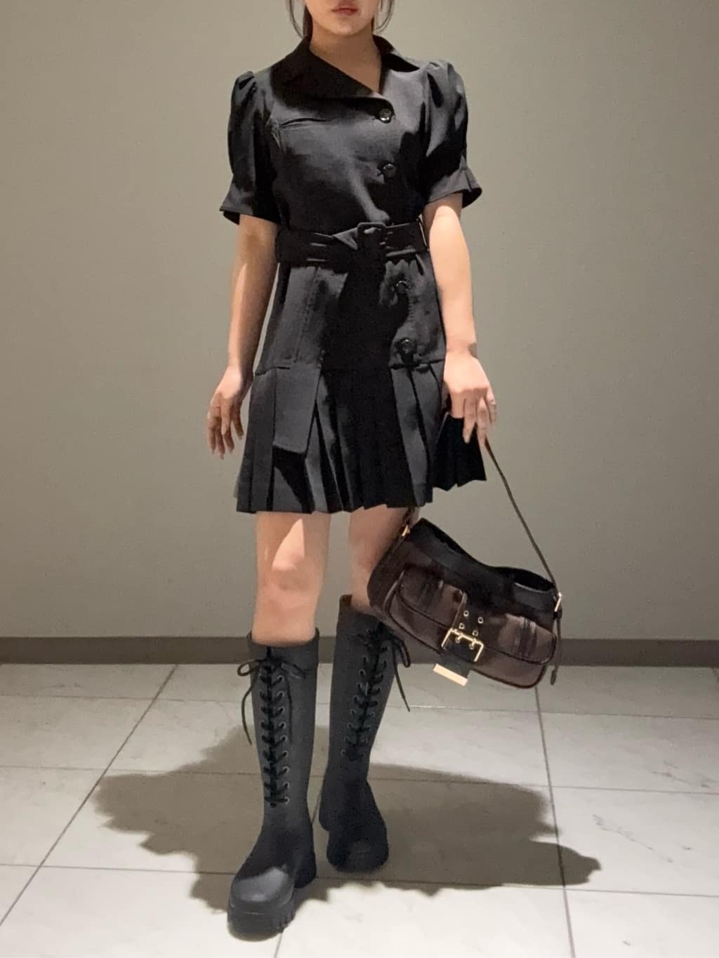 SLY | ASYMMETRY PLEATS ショートワンピース | Rakuten Fashion(楽天