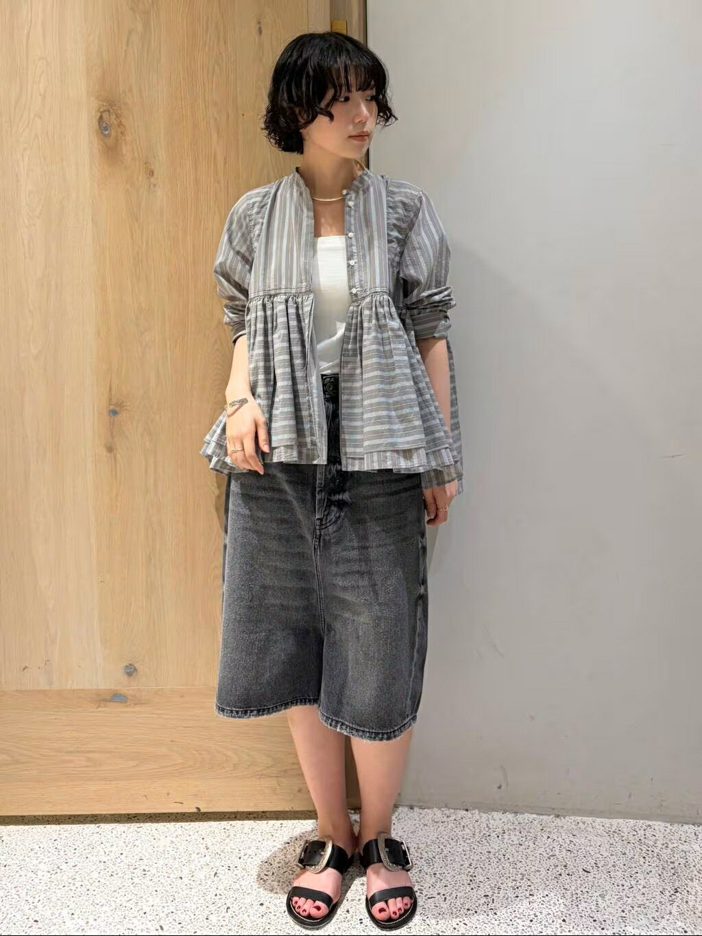 Curensology | ストライプレイヤードギャザーブラウス | Rakuten