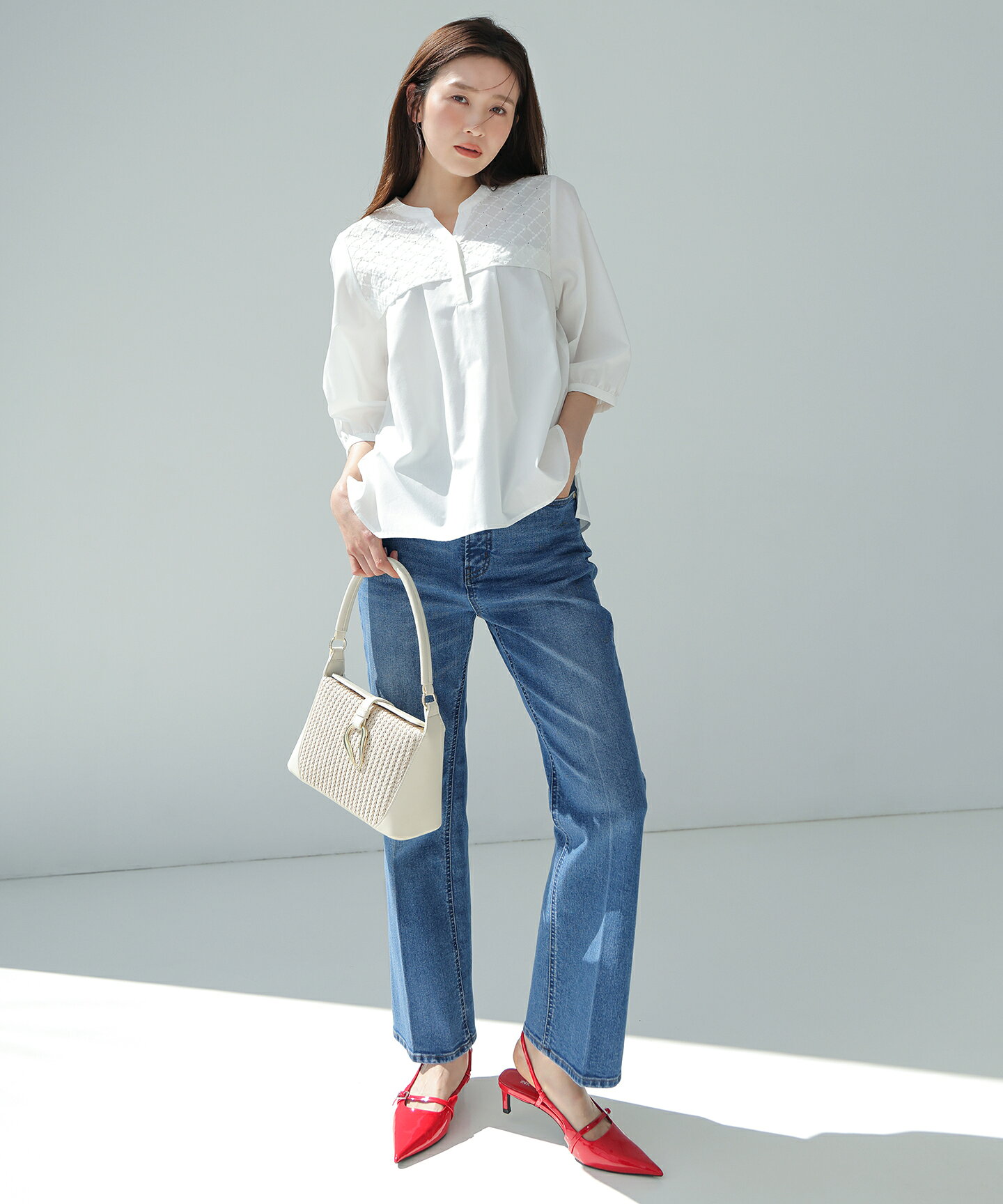 ANY SIS | センタープレスセミフレア デニム | Rakuten Fashion(楽天