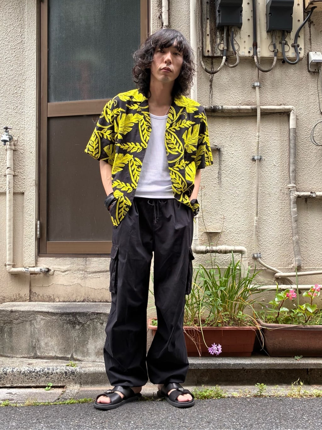 5351POUR LES HOMMES | エンブロイダリー オープンカラーシャツ