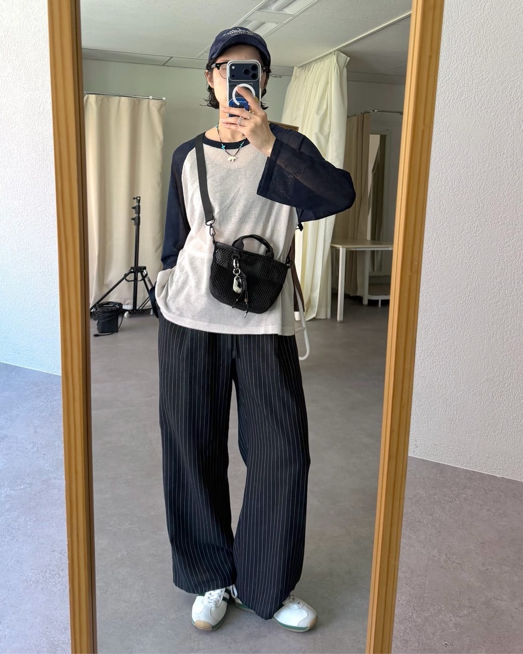 ear PAPILLONNERの【ouchi/ほし企画】ミニダイヤメッシュ2WAYトートバッグを使ったコーディネートを紹介します。｜Rakuten Fashion(楽天ファッション／旧楽天ブランドアベニュー)7196723