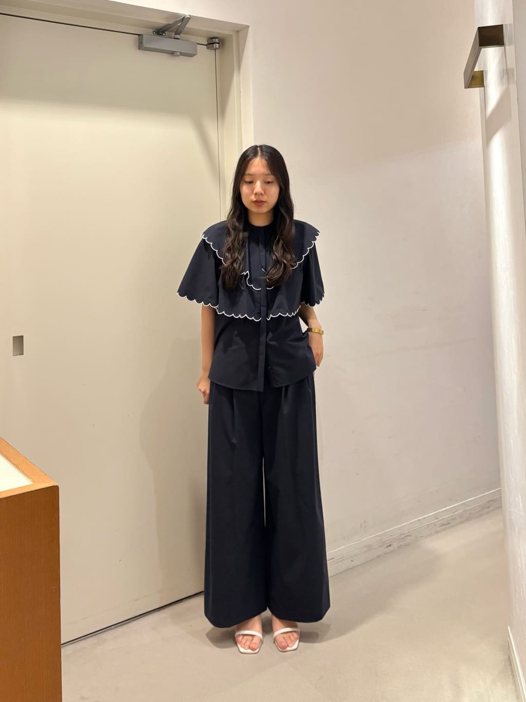 UNITED ARROWS | スカラップ フリル ブラウス -はっ水 UVカット 防しわ