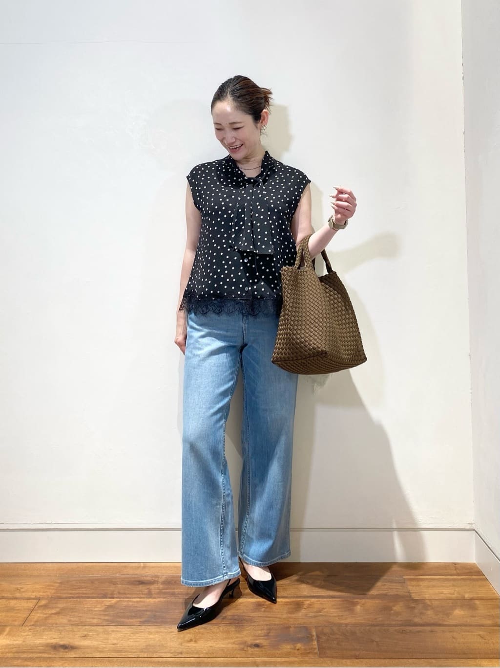 allureville | レース切替ドットプリントブラウス | Rakuten Fashion