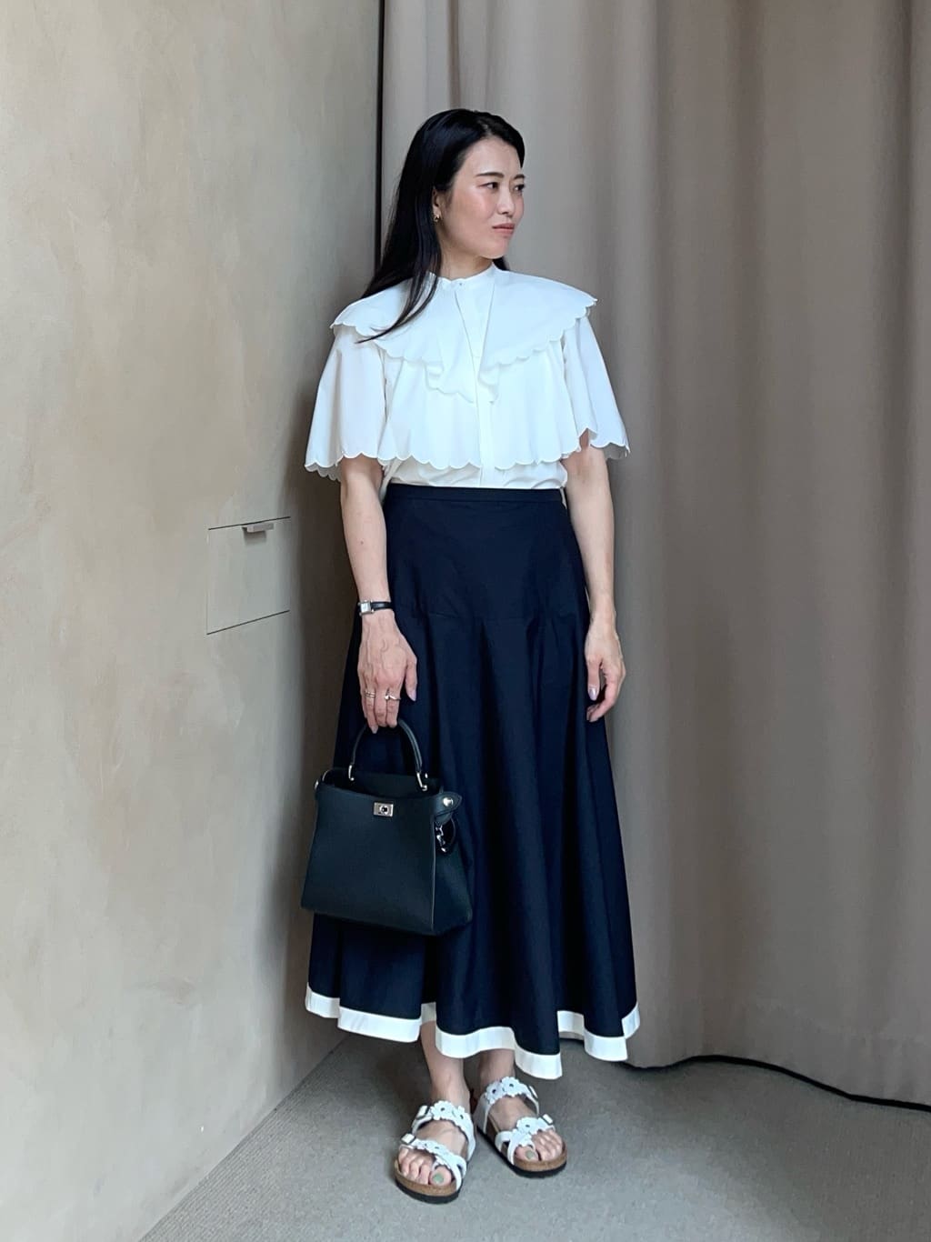 UNITED ARROWS | スカラップ フリル ブラウス -はっ水 UVカット 防しわ