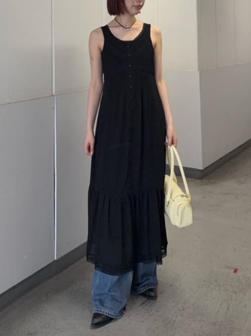 moussy | PIN TUCK CHIFFON MAXI ドレス | Rakuten Fashion(楽天