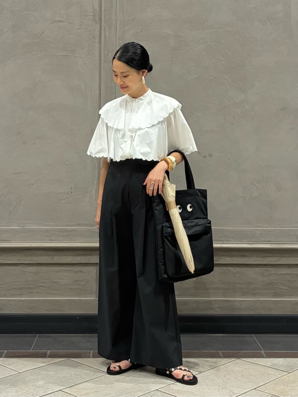 UNITED ARROWS | スカラップ フリル ブラウス -はっ水 UVカット 防しわ