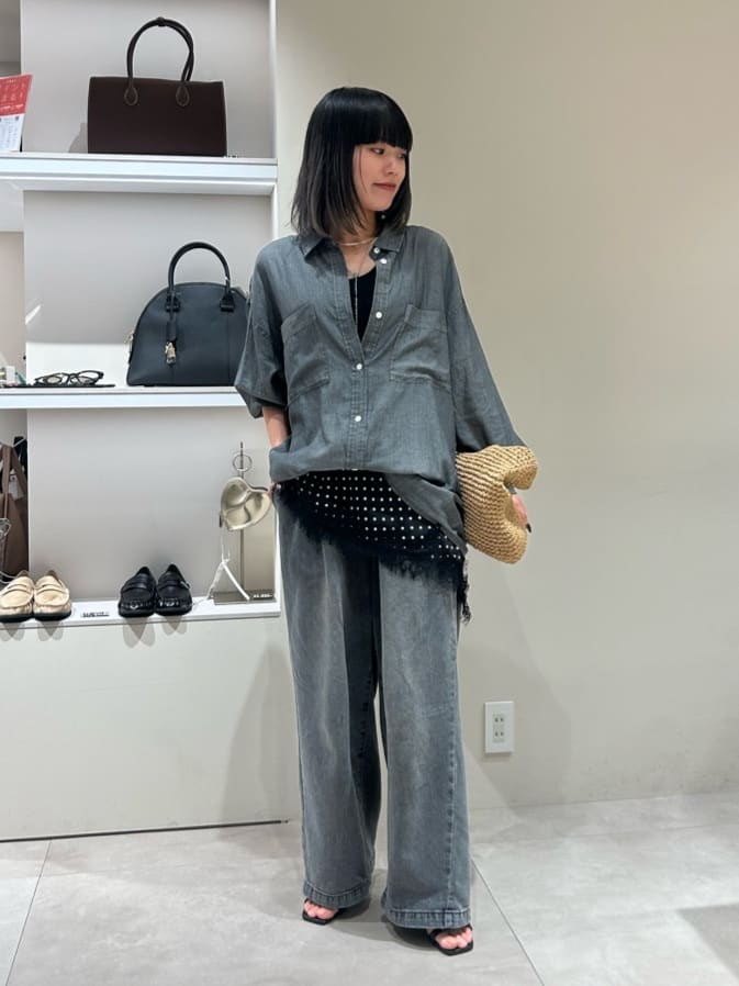 DOUDOU | 袖リブシアーデニムシャツ | Rakuten Fashion(楽天
