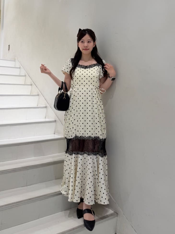 niceclaup レースミニニットワンピース Lace Collection one after