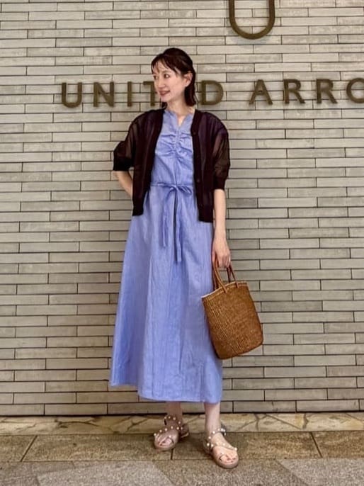 UNITED ARROWS | リネン シャーリング スキッパー ワンピース