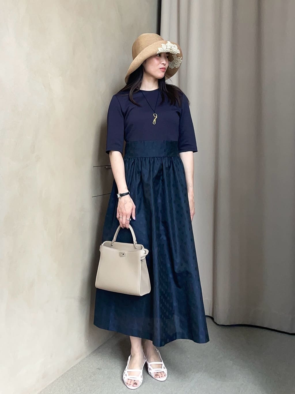 UNITED ARROWS | フィット&フレア シアー ドット ワンピース