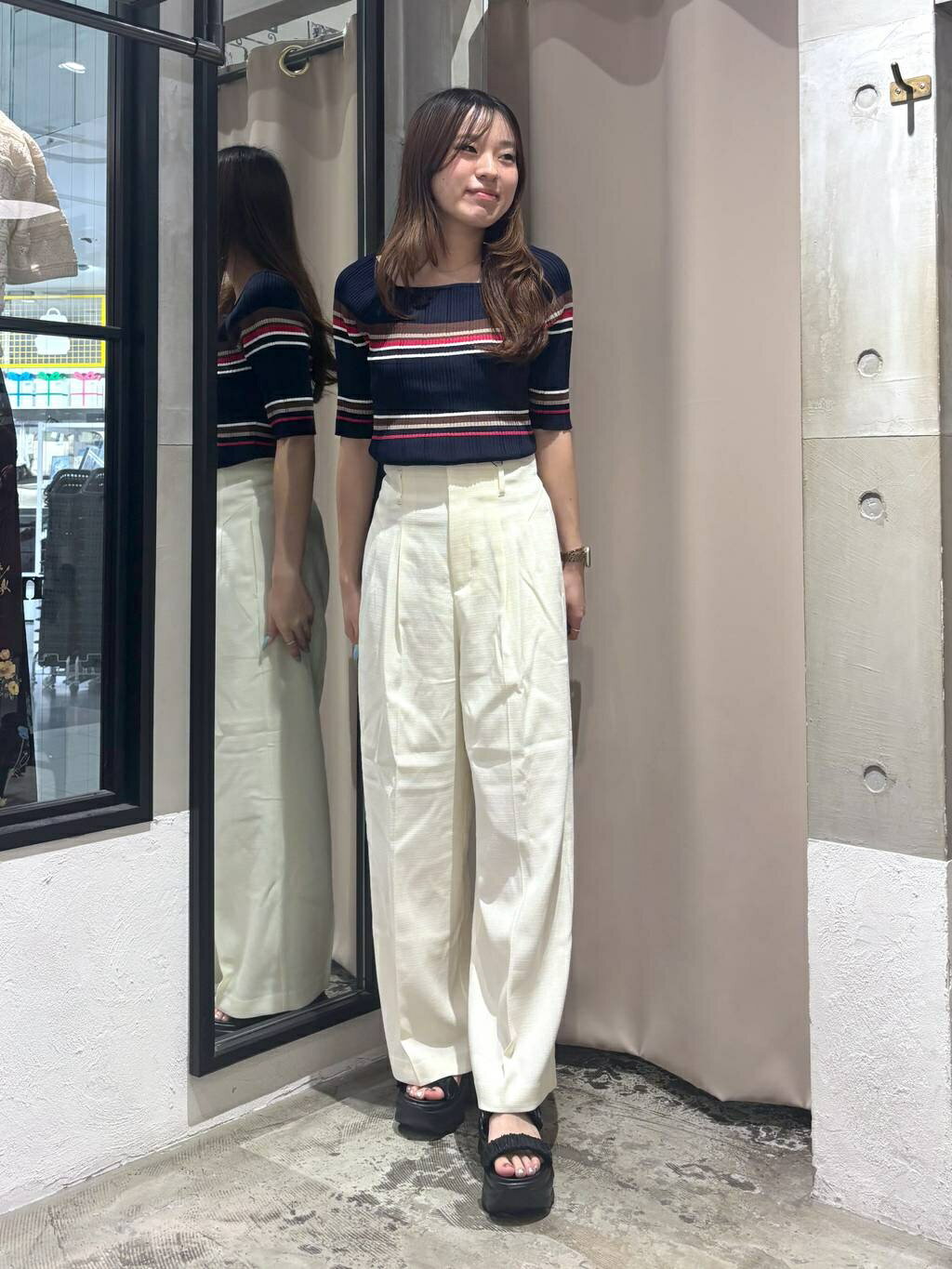 mysty womanの12Gアソートスクエアニットを使ったコーディネートを紹介します。｜Rakuten Fashion(楽天ファッション／旧楽天ブランドアベニュー)7211941