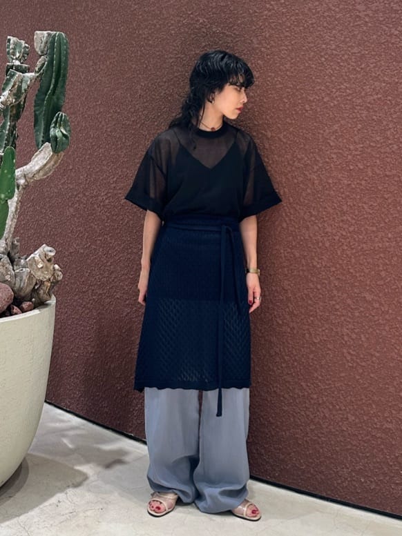 ＜6(ROKU)＞シアー ビッグ ニット 26SS BLACK 6(ROKU)＞シアー ビッグ ニット 26SS