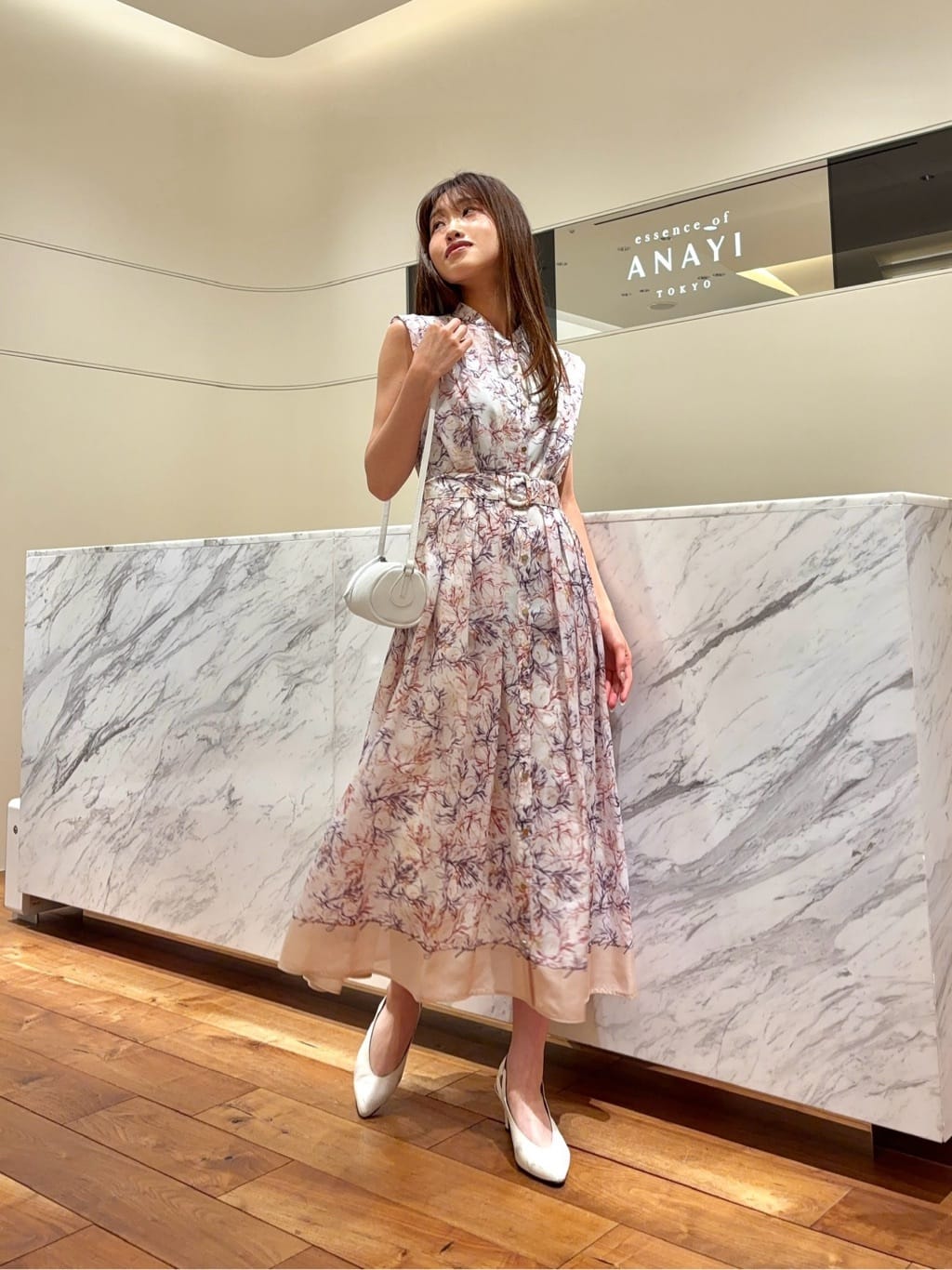 ANAYI アナイ Coral プリントローンシャツフレア ワンピース Coral
