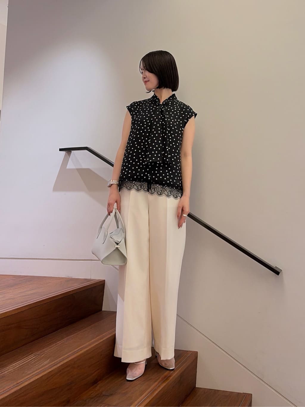 allureville | レース切替ドットプリントブラウス | Rakuten Fashion