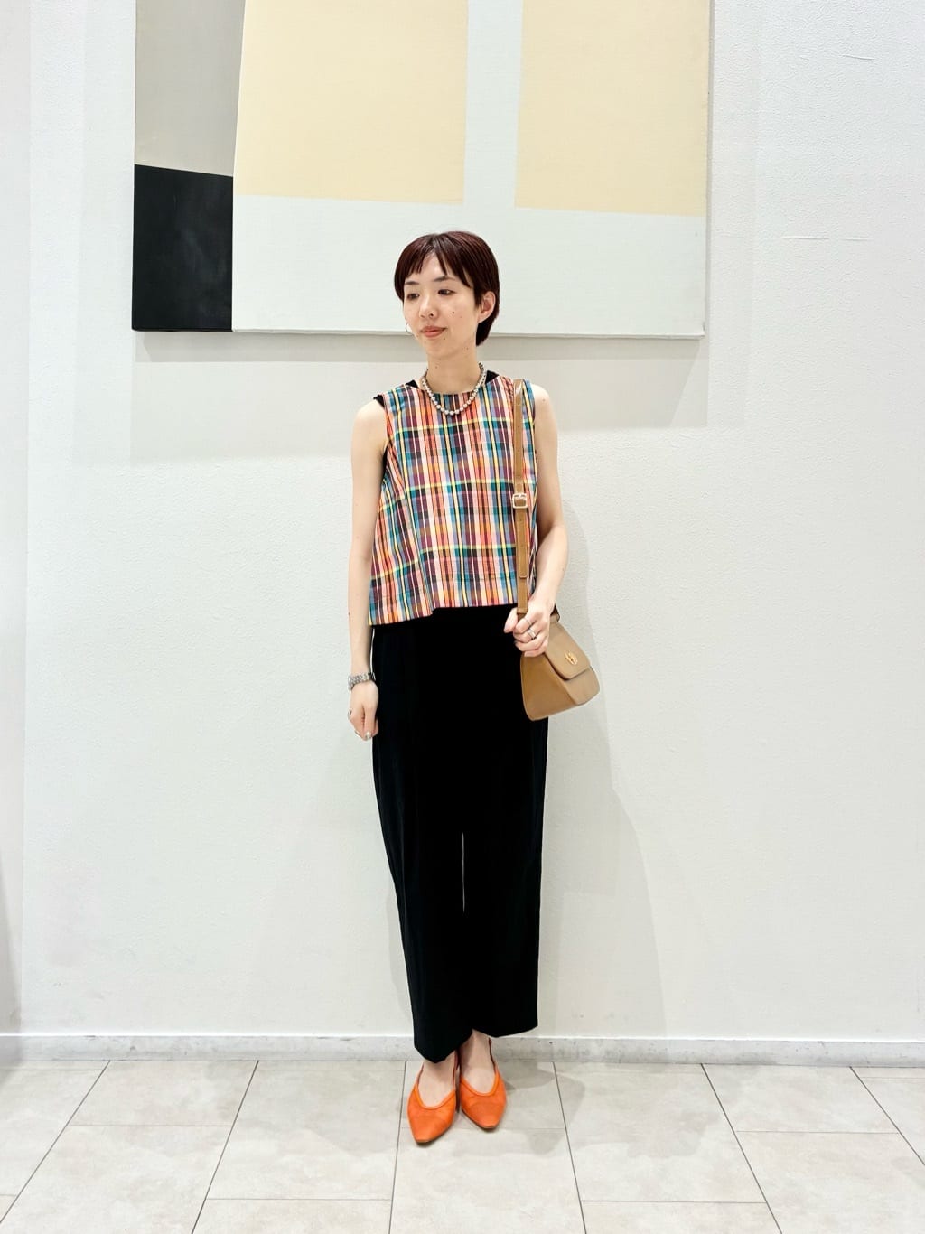 UNITED ARROWS LTD. OUTLET | チェック フレアノースリーブ トップス