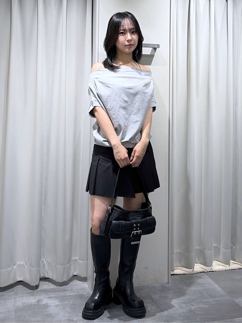 SLY | 【SNSで話題の美脚チートブーツ!】SQUARE TOE KNEE ブーツ