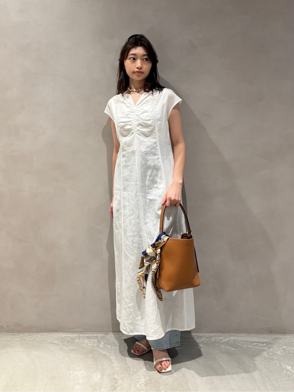 UNITED ARROWS | リネン シャーリング スキッパー ワンピース