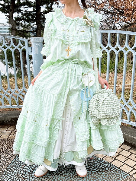 PINK HOUSE | 鈴蘭刺繍入りヨークフリルブラウス | Rakuten Fashion