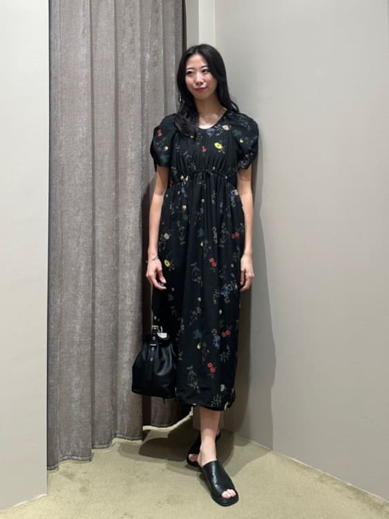 EMMEL REFINES EM フラワープリントギャザーパフスリーブワンピース UNITED ARROWS green label relaxing | <EMMEL REFINES>EM フラワー