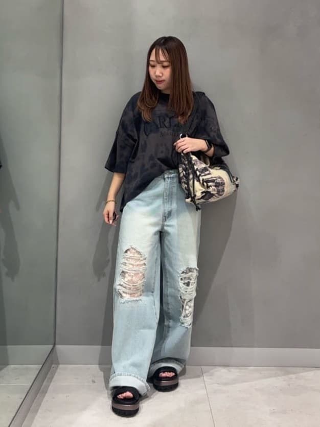 LASUD | LACE DOCKING DAMAGE DENIM PANTS | Rakuten Fashion(楽天