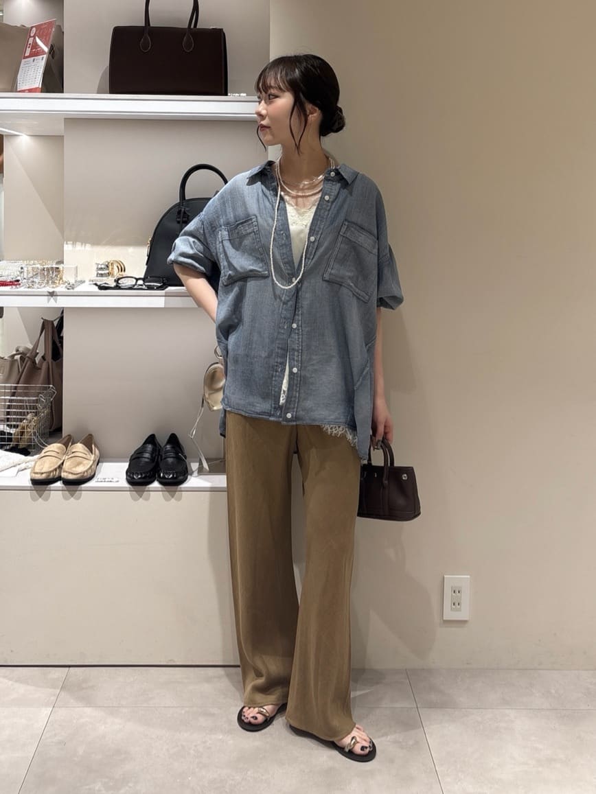 DOUDOU | 袖リブシアーデニムシャツ | Rakuten Fashion(楽天