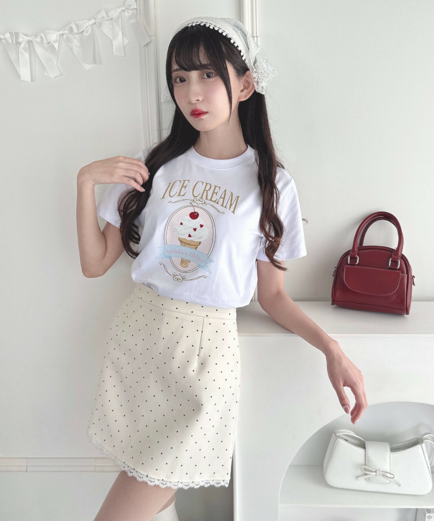 Outfitter lab | ポルカドットレースミニスカート | Rakuten Fashion