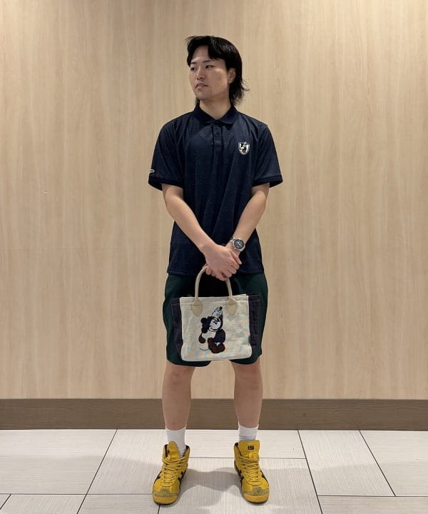 BEAMS GOLF ポロシャツ L 黒 コラボ ミッキー 手洗い洗濯済 BEAMS GOLF | <MEN>Disney / ミッキーマウス / 総柄 ポロシャツ(吸水速