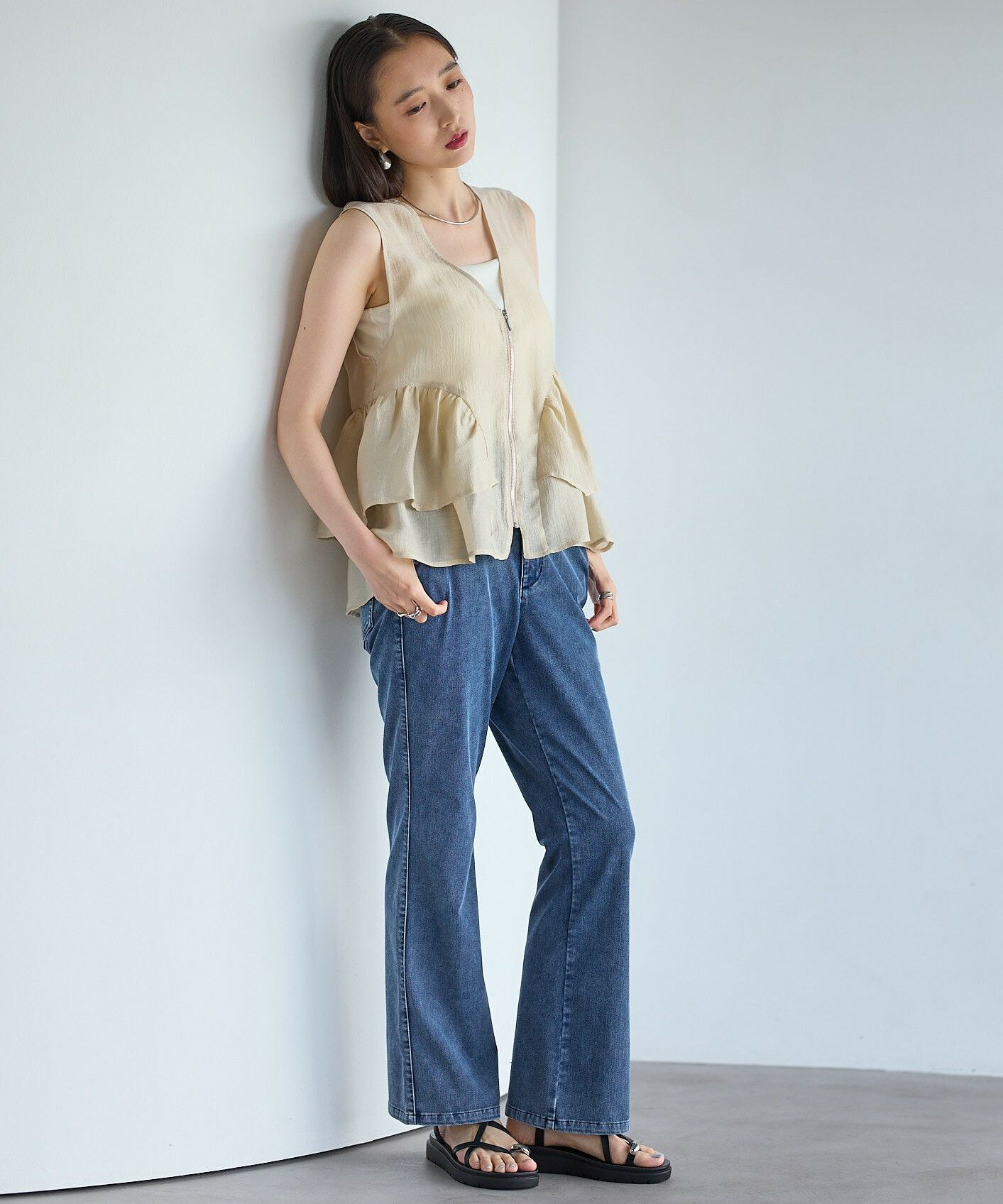 LEPSIM | シアーZIPペプラムベスト | Rakuten Fashion(楽天
