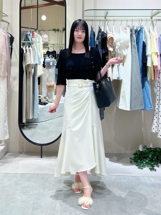 ナチュラルクチュール　ドレープデザインマーメイドスカート natural couture ロング スカート 「mizukoto」ドレープデザイン