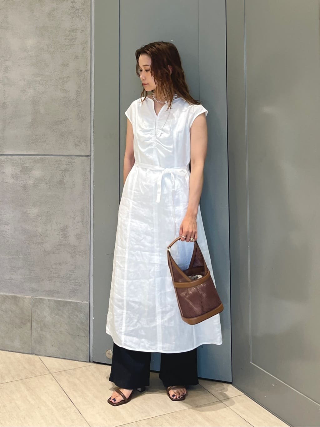 UNITED ARROWS | リネン シャーリング スキッパー ワンピース