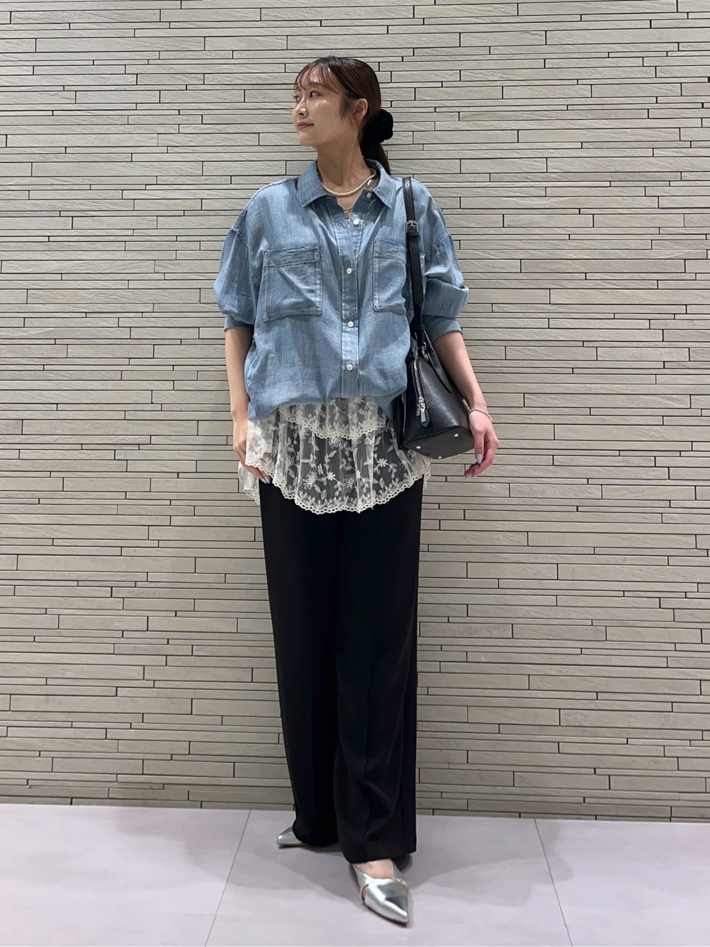DOUDOU | 袖リブシアーデニムシャツ | Rakuten Fashion(楽天