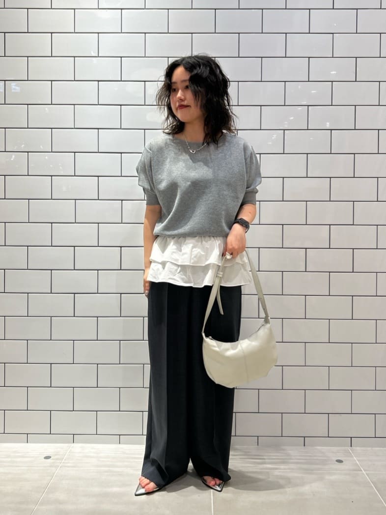 Drawer アイボリー パフスリーブニット UNITED ARROWS LTD. OUTLET | ダブルジャガード シアー パフスリーブ