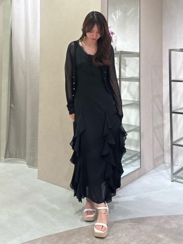 rienda | レースコンビフリルAラインワンピース | Rakuten Fashion
