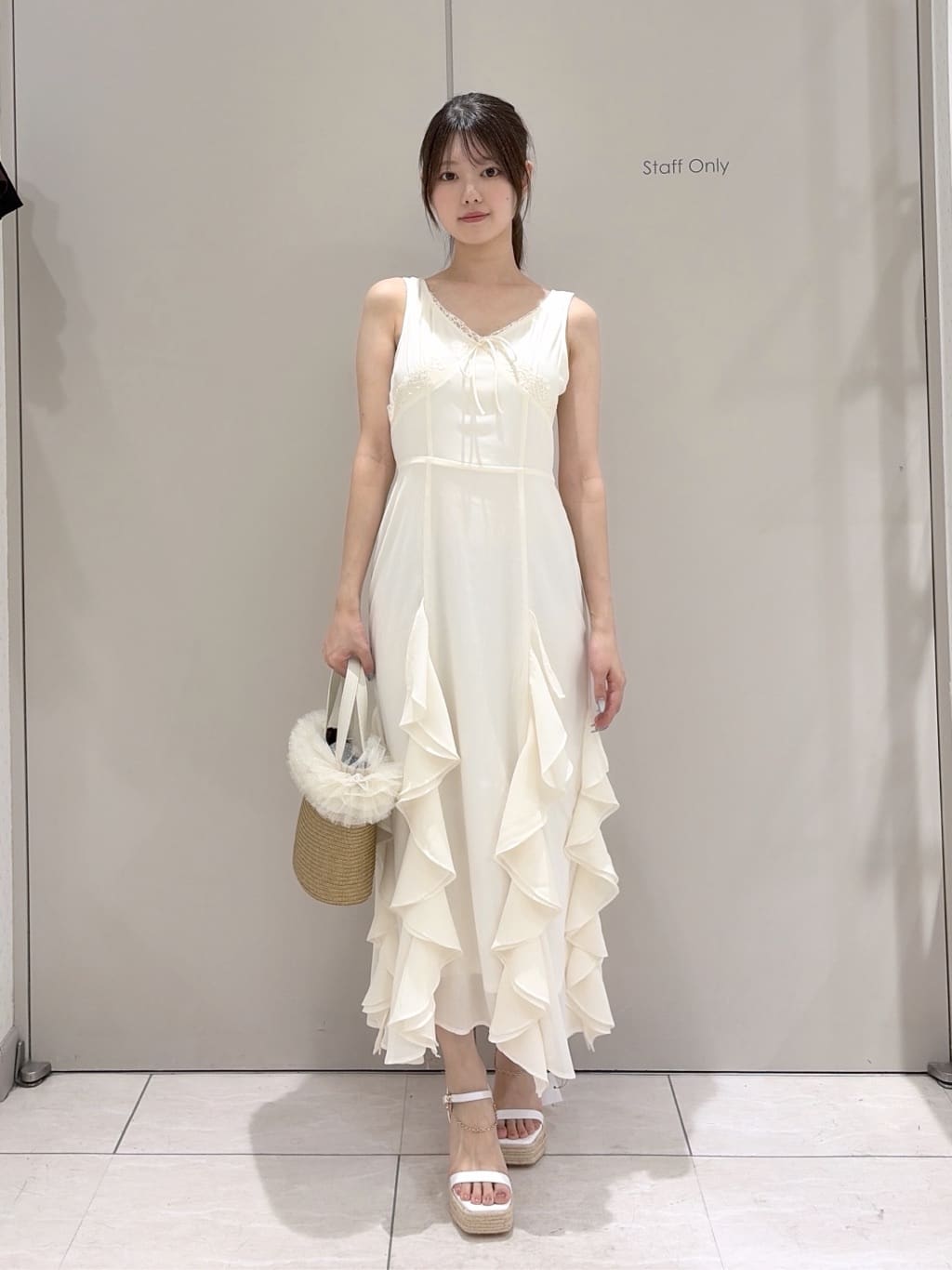 rienda | レースコンビフリルAラインワンピース | Rakuten Fashion