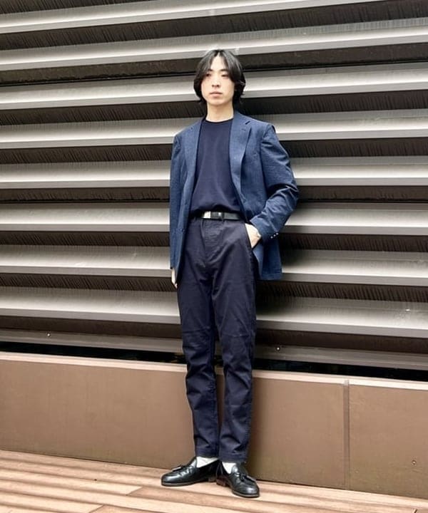 BEAMS HEARTのデニムプリント シアサッカー 2ボタン ジャケット