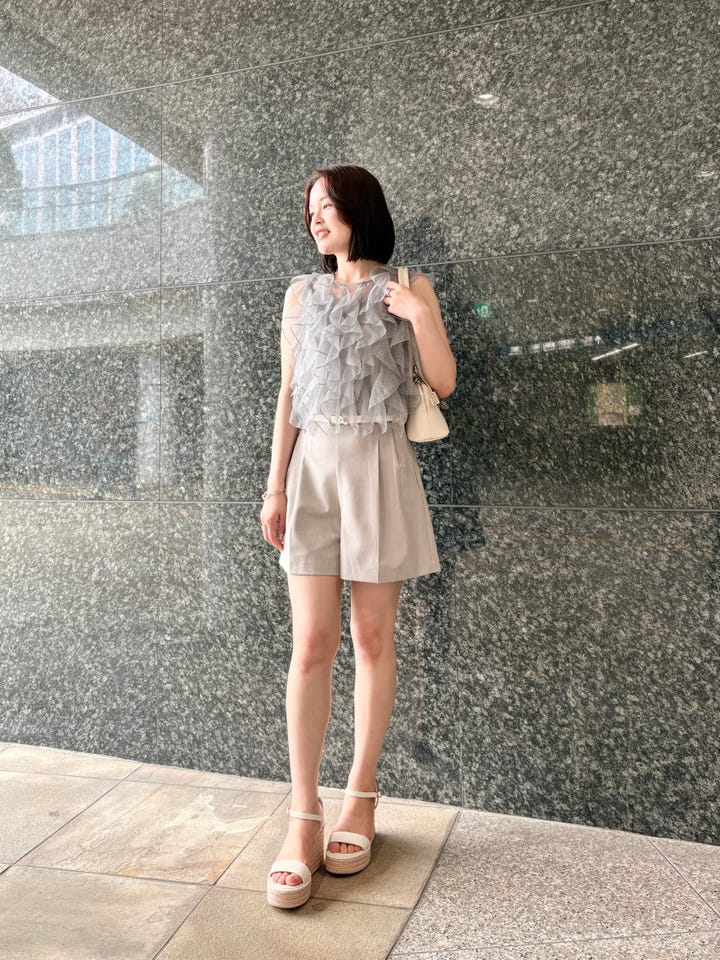 RANDA | ラメドットチュールフリルブラウス | Rakuten Fashion(楽天
