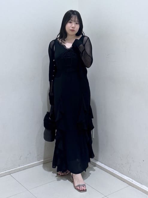 rienda | レースコンビフリルAラインワンピース | Rakuten Fashion