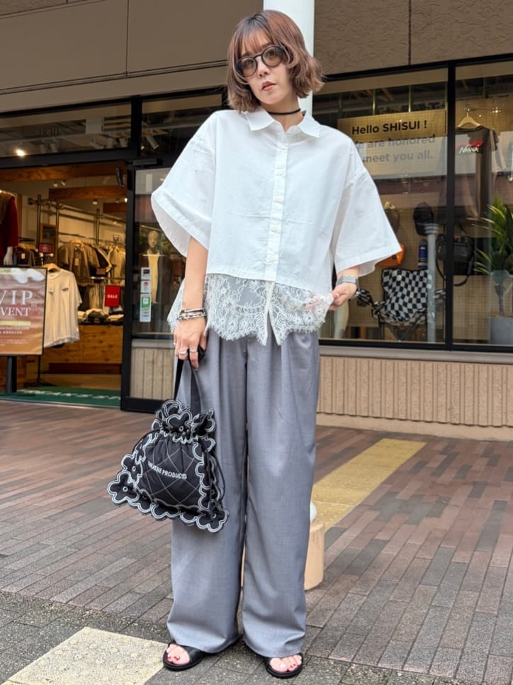 未使用25AW Cloth&Cross　レースレイヤードシャツ FREAK'S STORE | レースレイヤード シャツ/ドッキングシャツ 全3色
