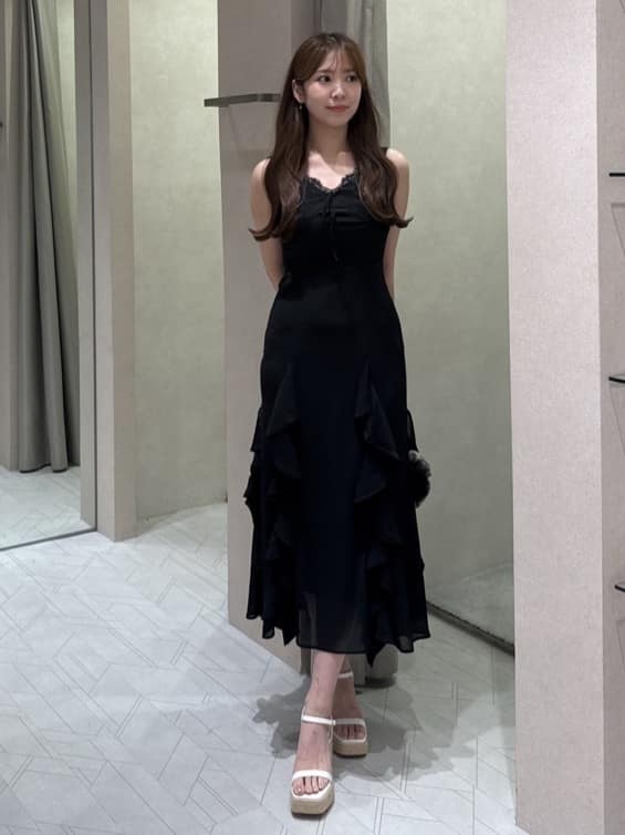 rienda | レースコンビフリルAラインワンピース | Rakuten Fashion