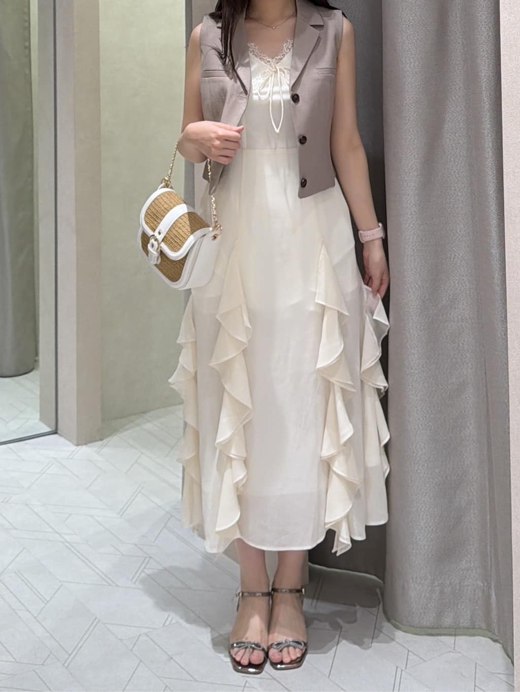 rienda | レースコンビフリルAラインワンピース | Rakuten Fashion