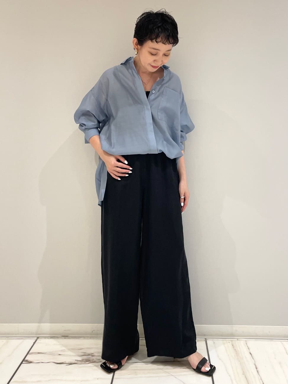 1er Arrondissement コットンオーガンジーポンチョシアーシャツ 中古