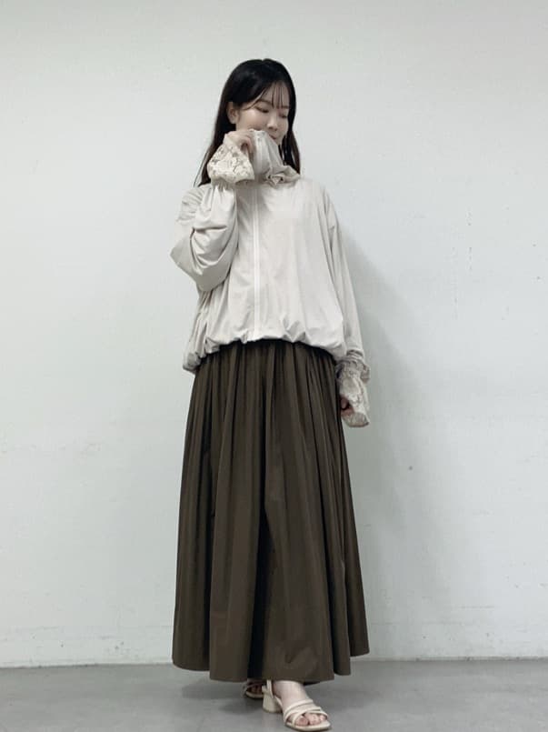 natural couture | ナイロンタフタステッチピンタックフレアスカート