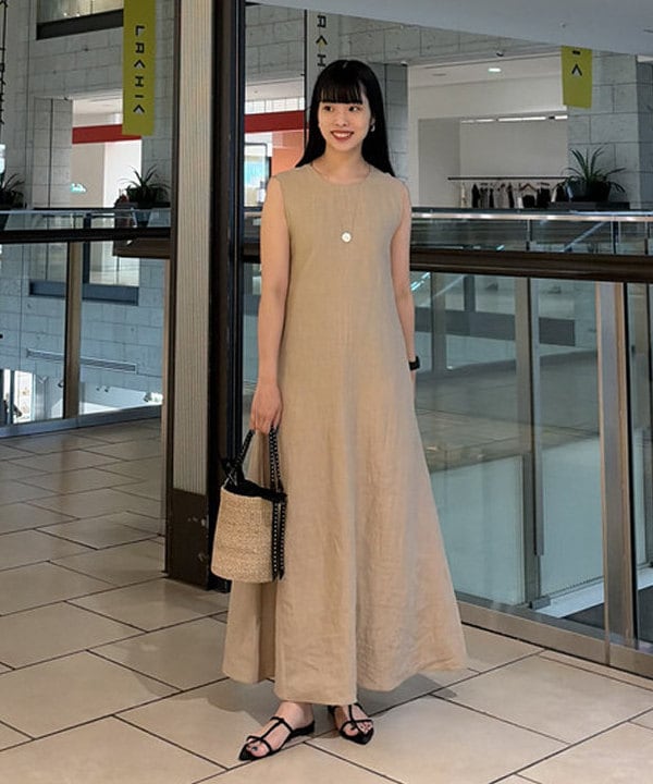 Demi-Luxe BEAMSの【夏新作・洗える】シンプル リネン 2WAY ドレス .M