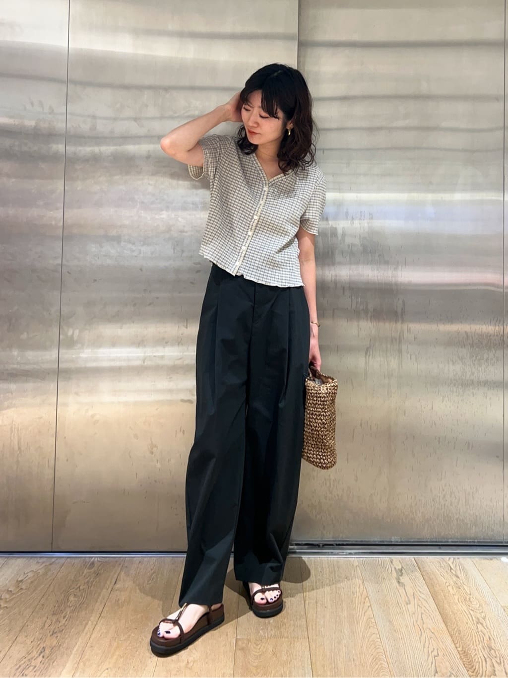BEAUTY&YOUTH UNITED ARROWSのソリッド&チェック Vネック ショート